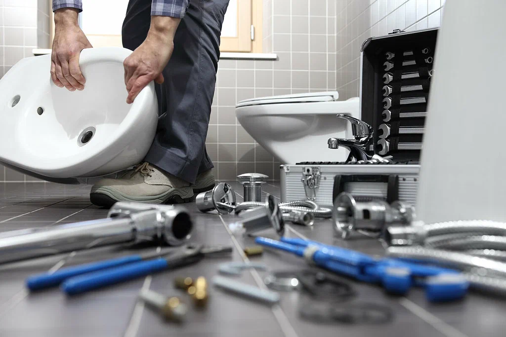 Plumbing tools prepared for a bathroom repair in Lynn Haven